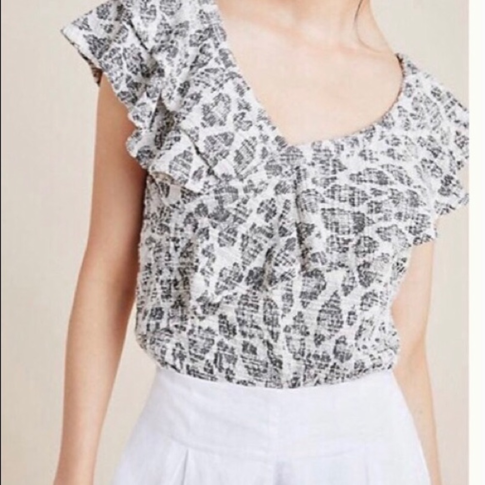 Anthropologie Dolan Savannah grey  ruffled blouse - Picture 5 of 15